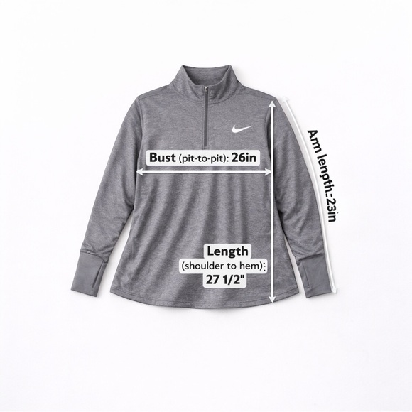 Nike Dri-Fit Plus Size 2X Quarter-Zip Pullover | Thumbholes | Gray Active Top - Picture 9 of 14